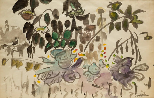 Joseph B. O’Sickey Floral Landscape with Horse, 20th Century