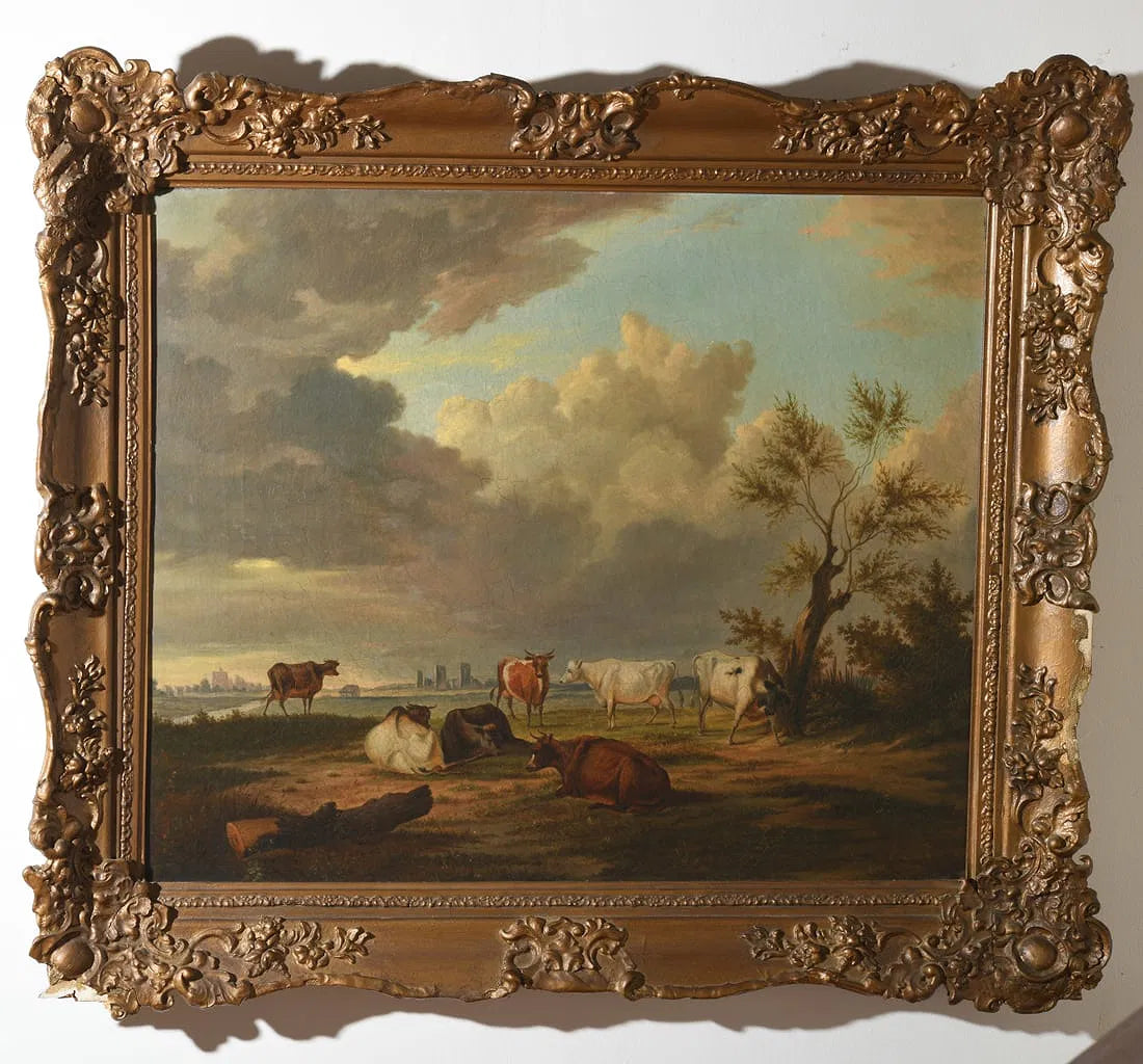 Mid 20th Century Signed Fall Landscape Oil Painting in Ornate Gilt Frame