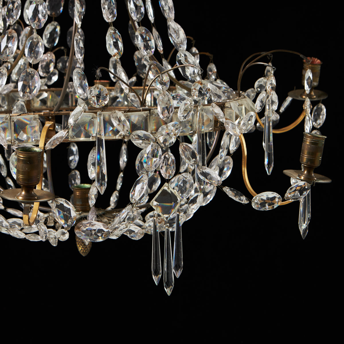 Gustavian Style Six-Light Crystal Chandelier, 19th Century