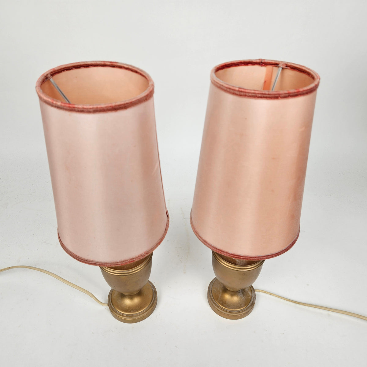 Pair of Turned Wood Table Lamps, 20th Century
