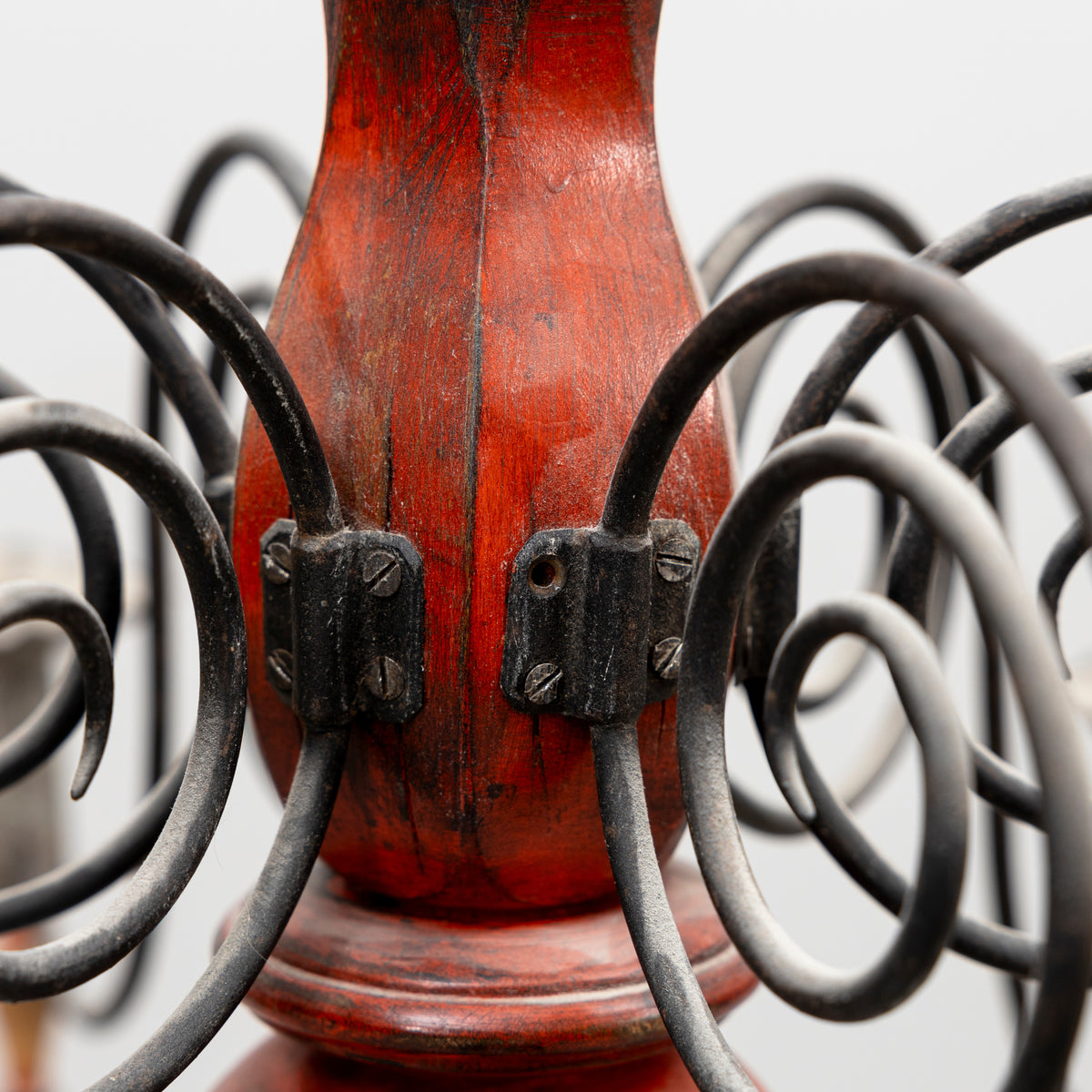 Swedish Painted Wood and Wrought Iron Chandelier, 20th Century