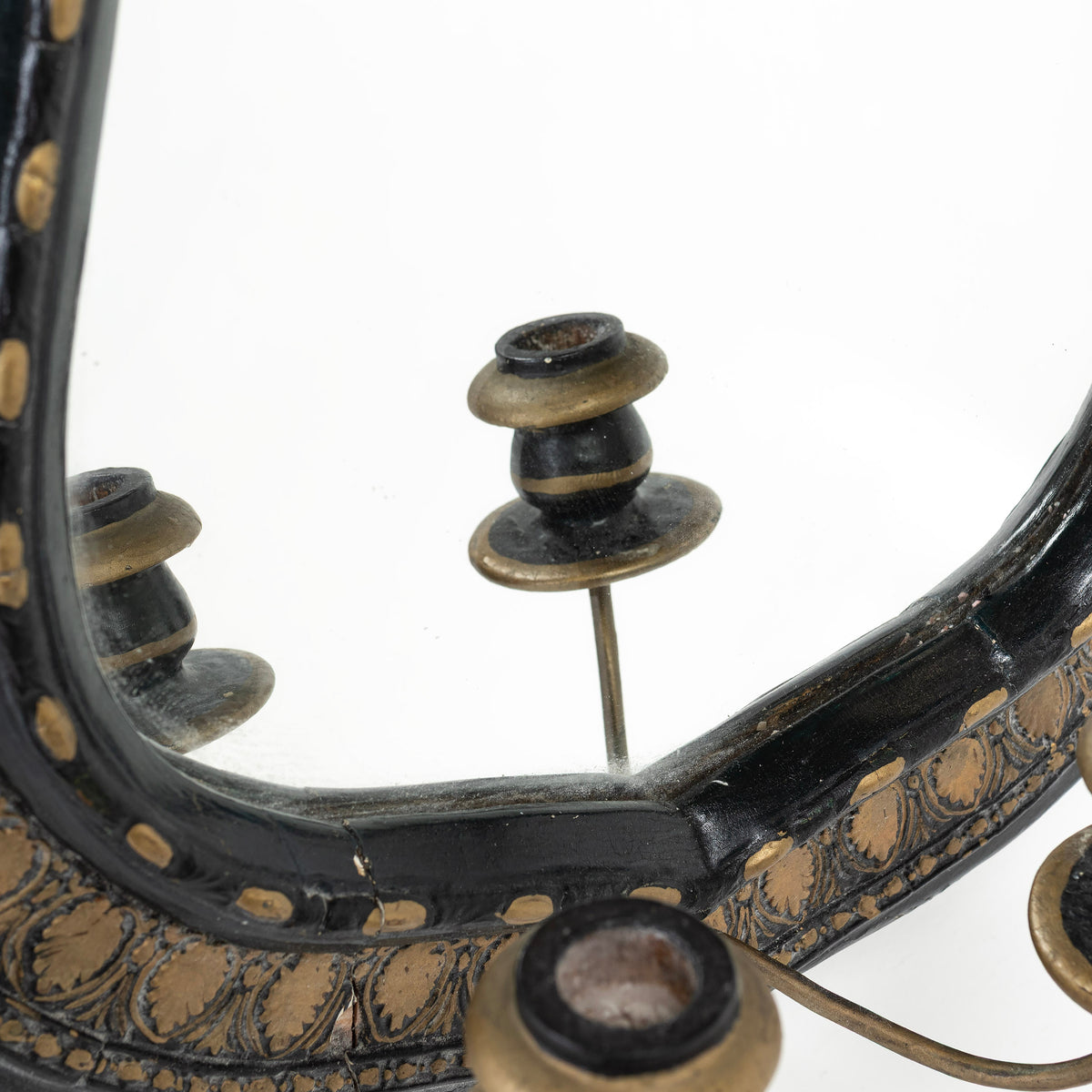 Swedish Folk Art Mirror with Crown Crest, Early 20th Century