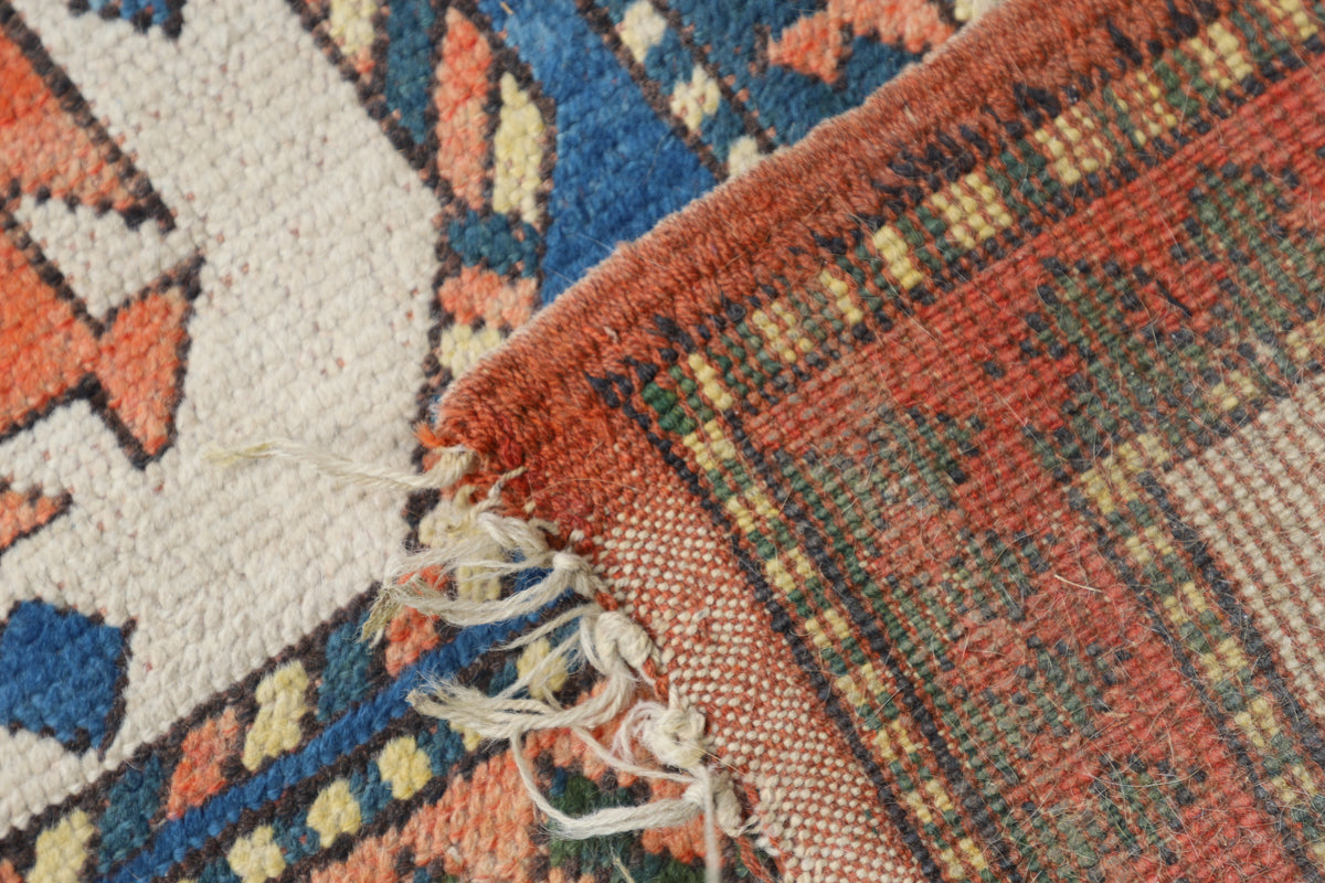 Turkish Carpet with Indigo Field and Sky Blue Medallion