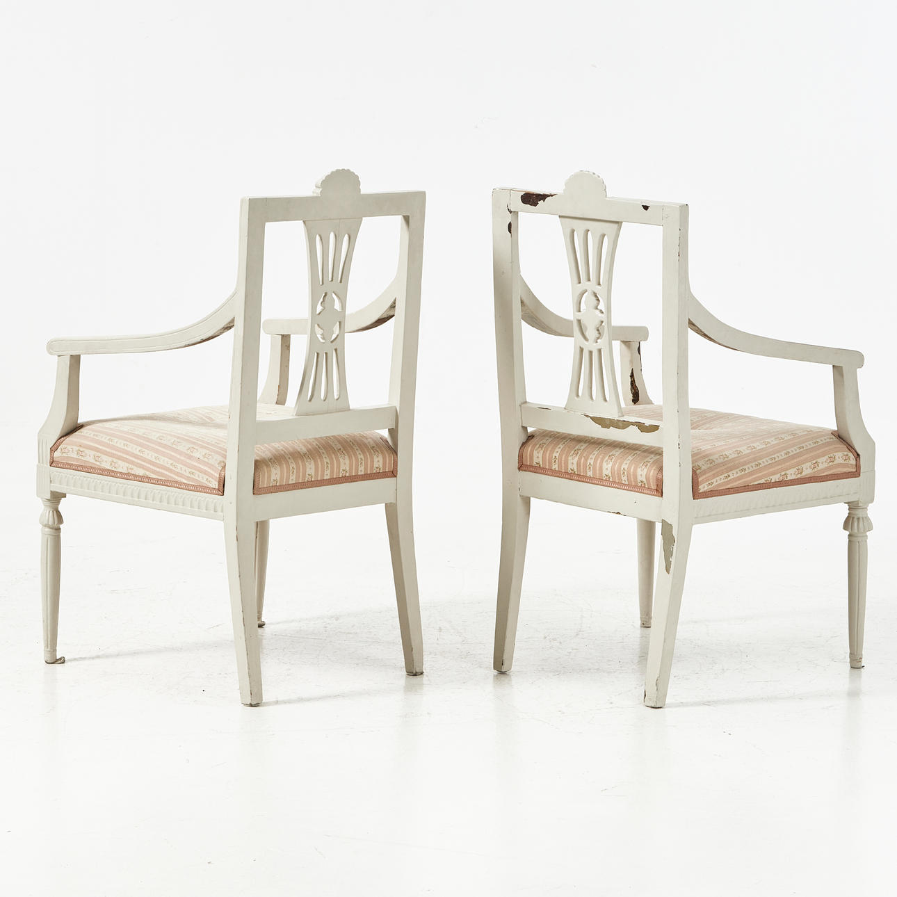 Carved detail of late Gustavian Lindome armchair