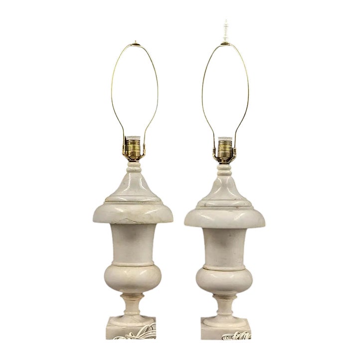 Mid 20th Century Mid-Century Modern Alabaster Table Lamps – A Pair