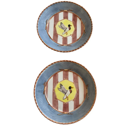 Set of Zrike “Lakeside Living” Hand-Painted Mallard Duck Plates – 8.5"