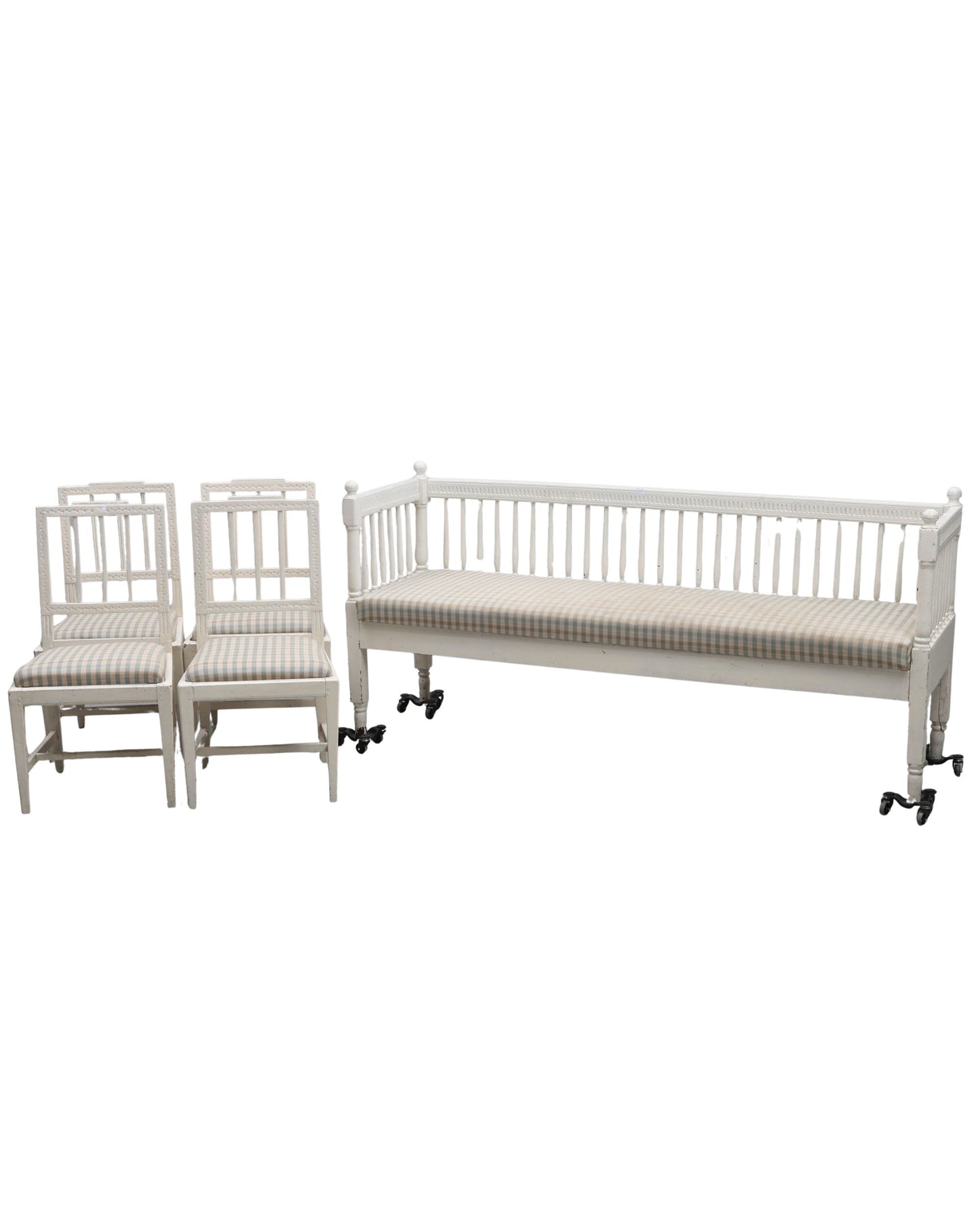 Swedish Kitchen Sofa and Four Chairs, circa 1900