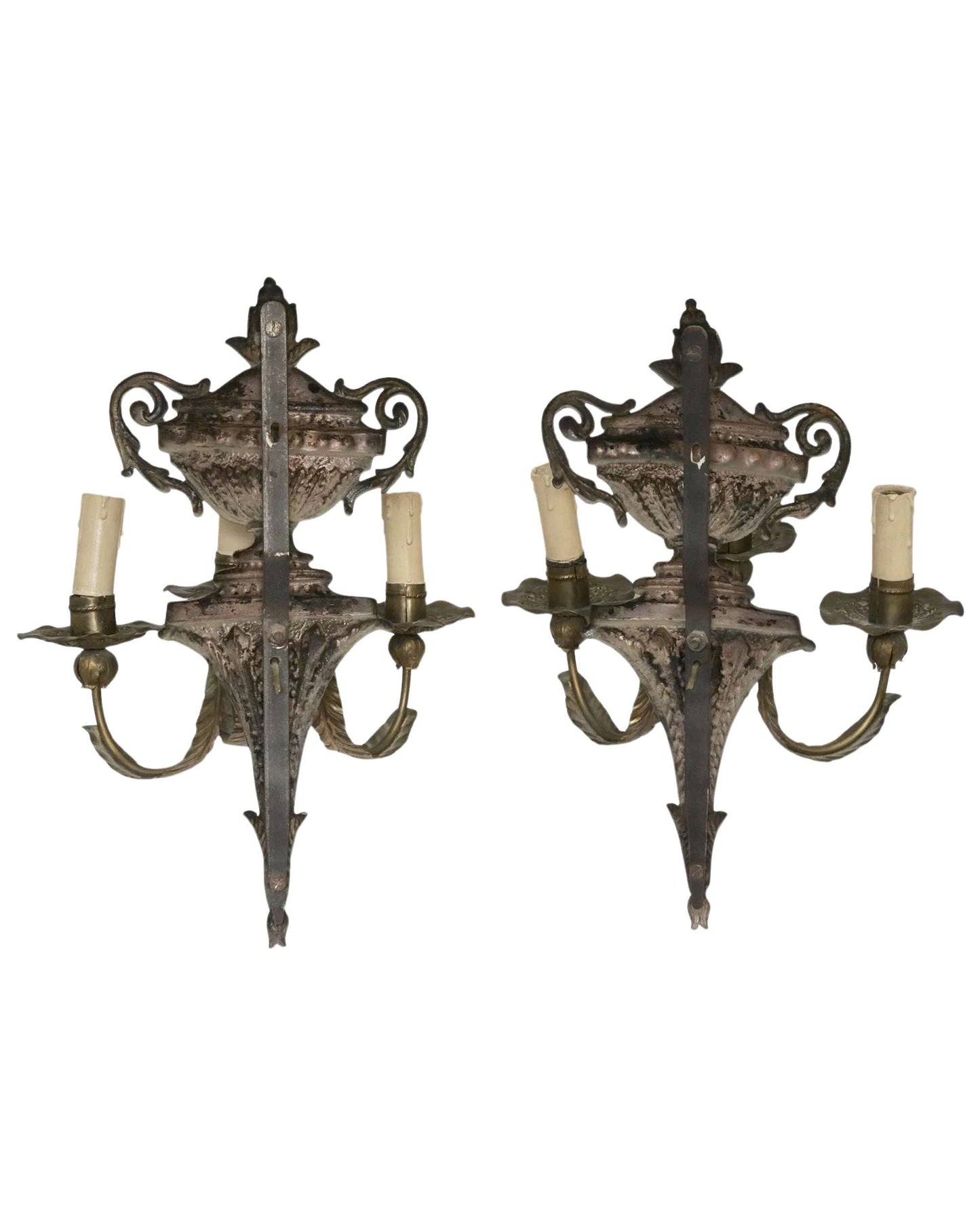 Italian Louis XVI Style Three-Arm Wall Sconces, c. 1920
