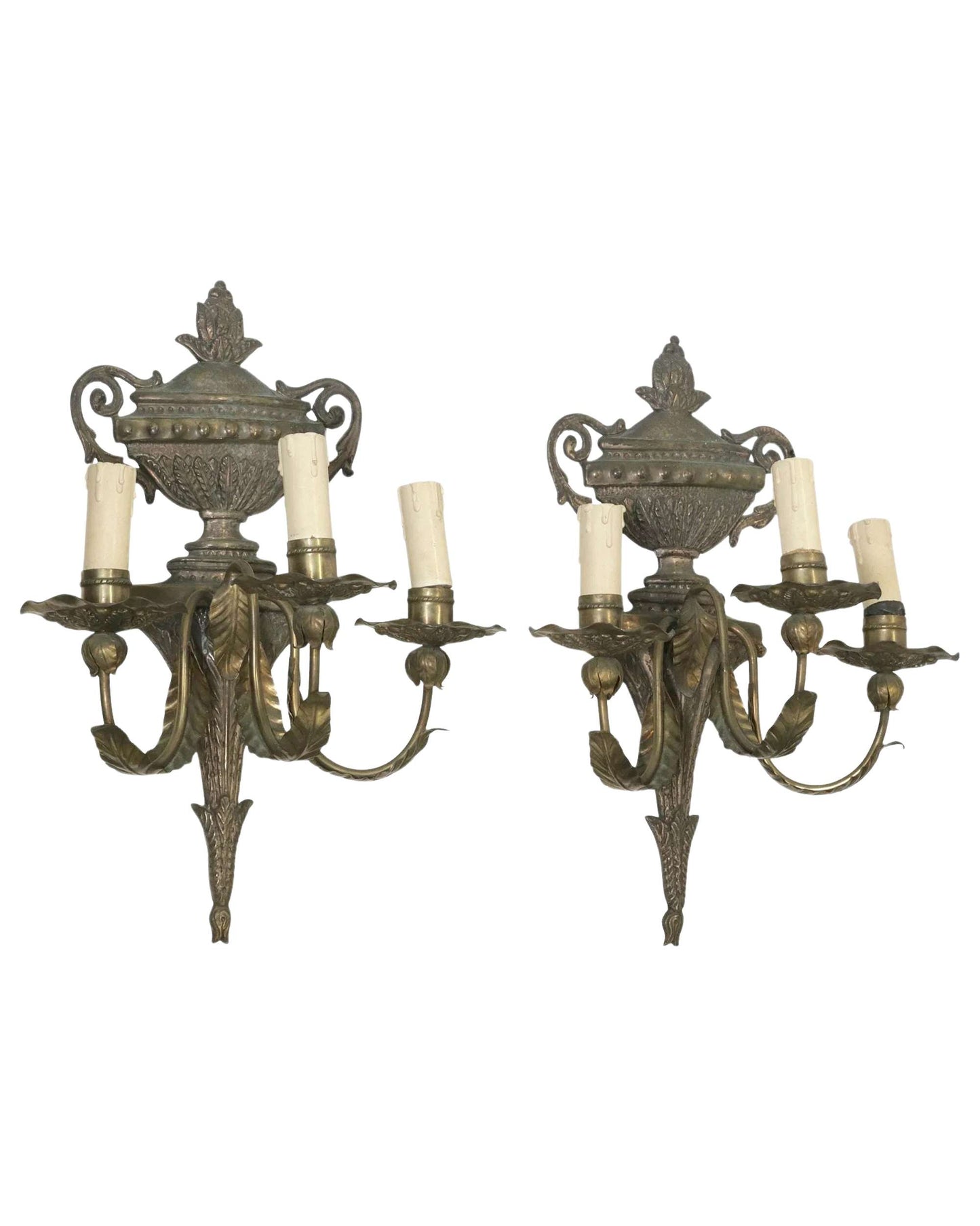 Italian Louis XVI Style Three-Arm Wall Sconces, c. 1920
