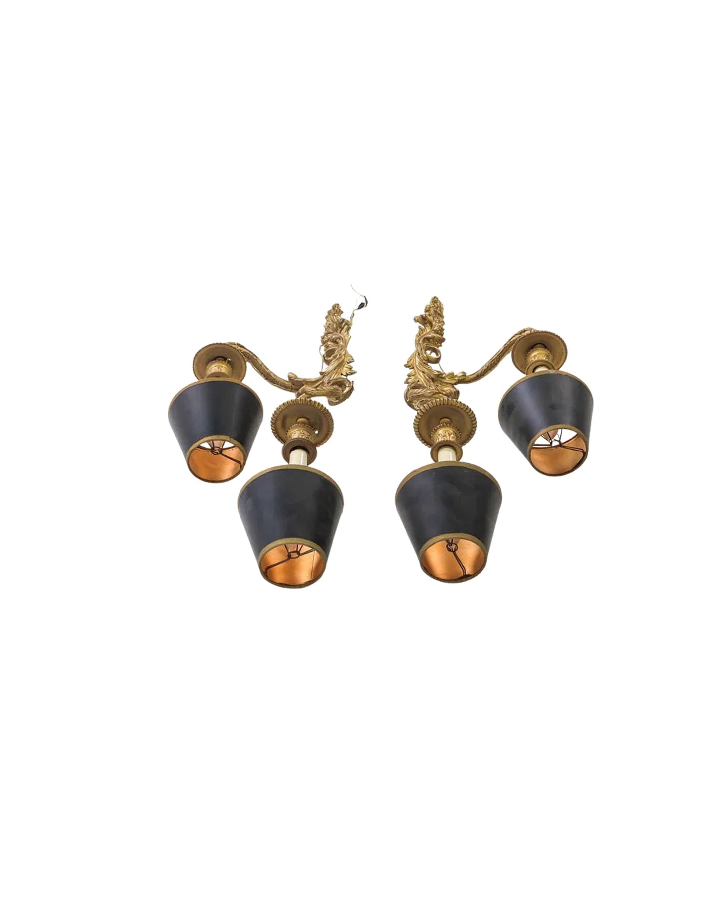 Pair of Louis XV Style Gilt Bronze Two-Light Sconces