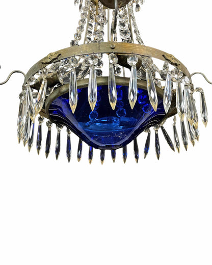 Gustavian Blue Glass Chandelier