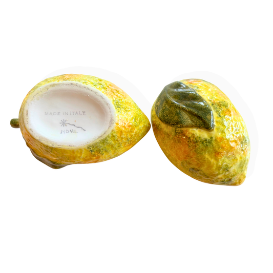 Vintage Italian Majolica Lemon Box, Nove Pottery