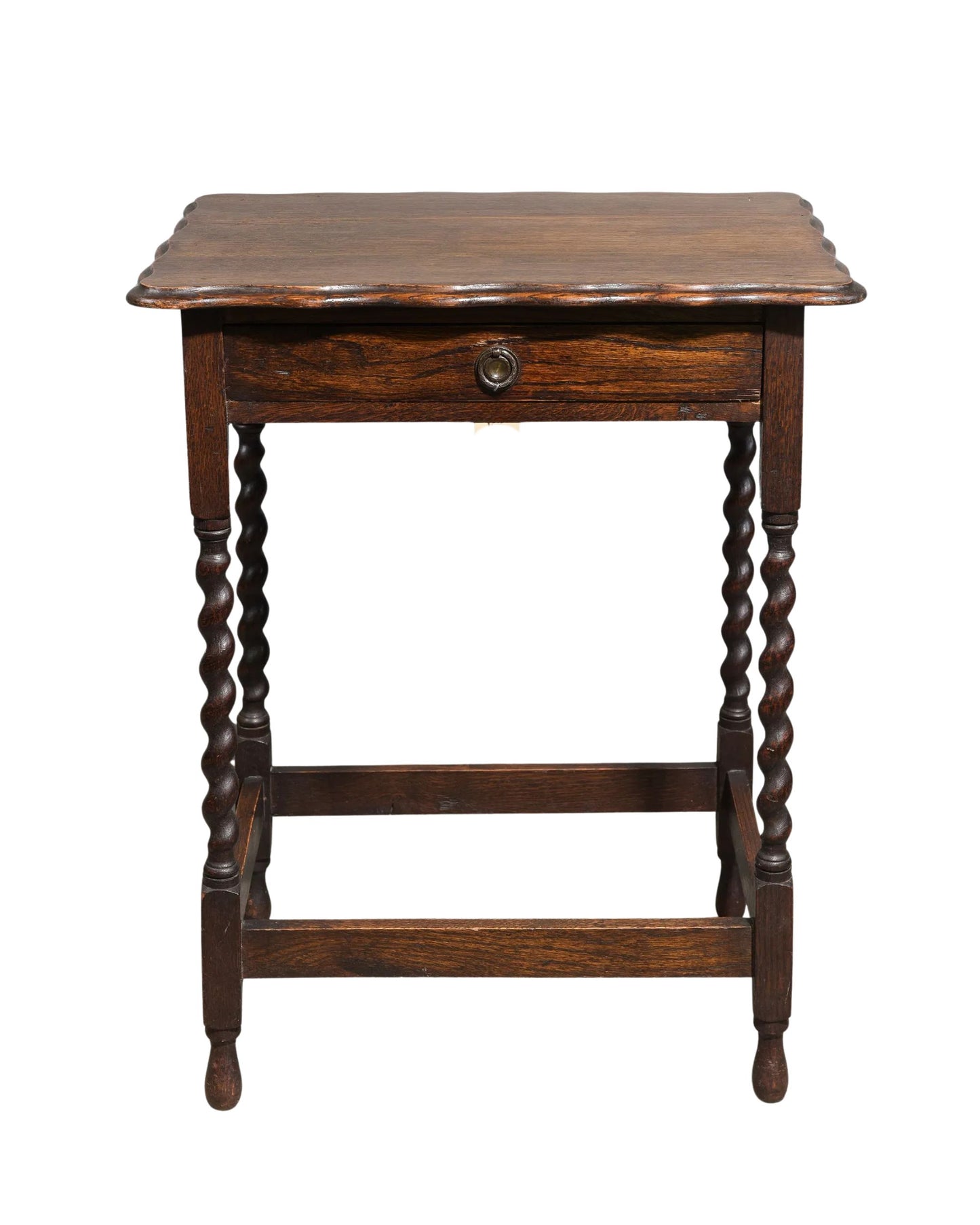British Oak Barley Twist Occasional Table with Drawer