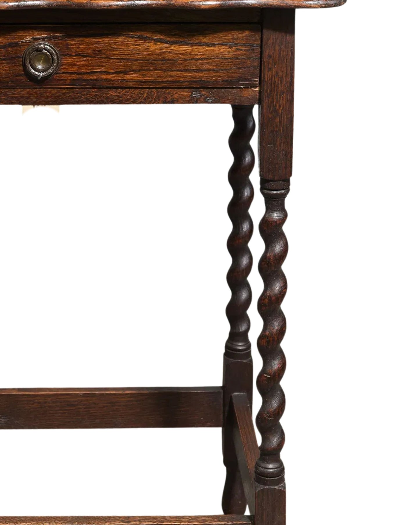 British Oak Barley Twist Occasional Table with Drawer