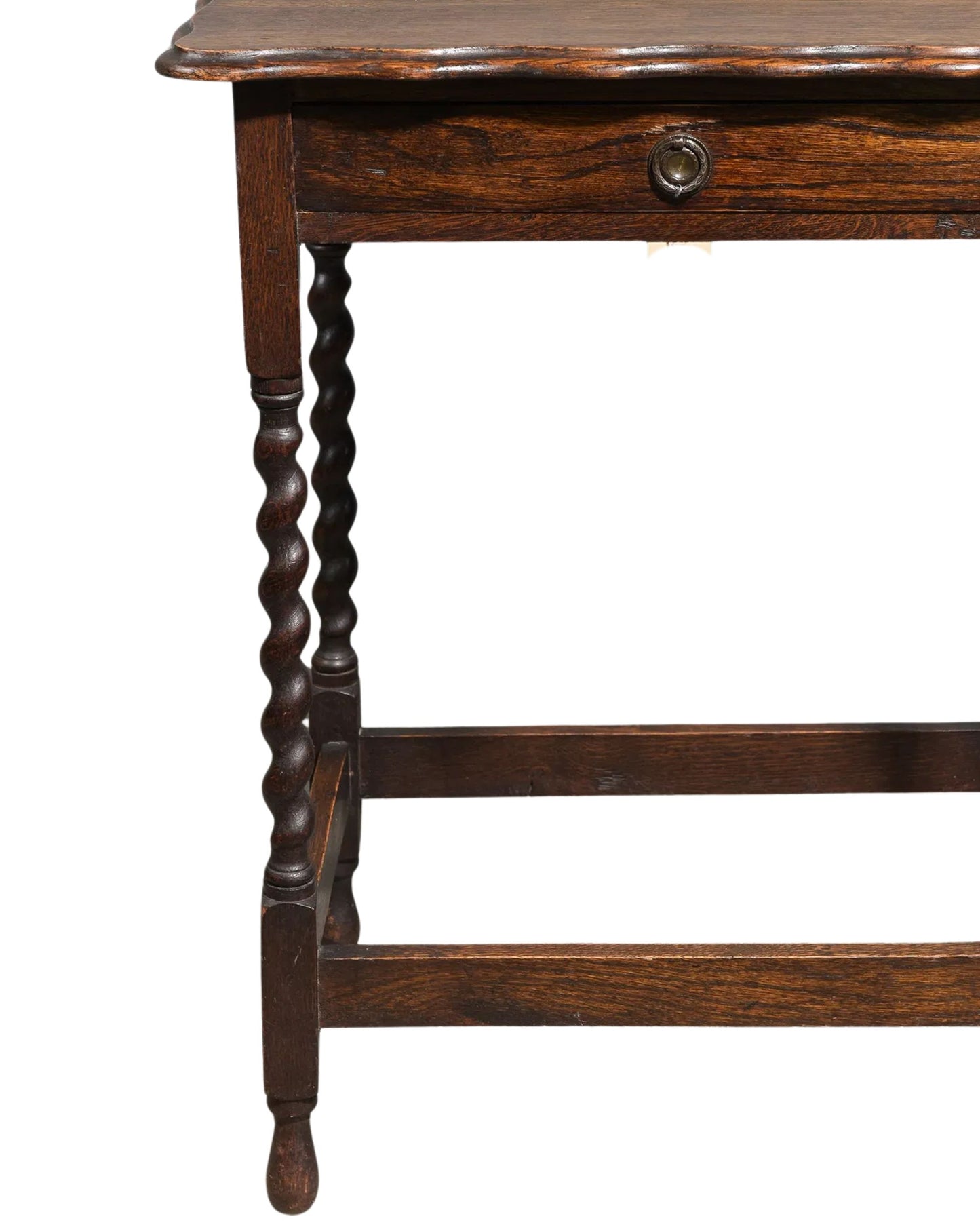 British Oak Barley Twist Occasional Table with Drawer
