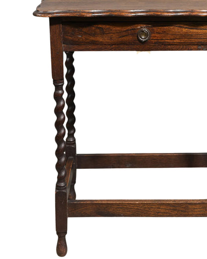 British Oak Barley Twist Occasional Table with Drawer