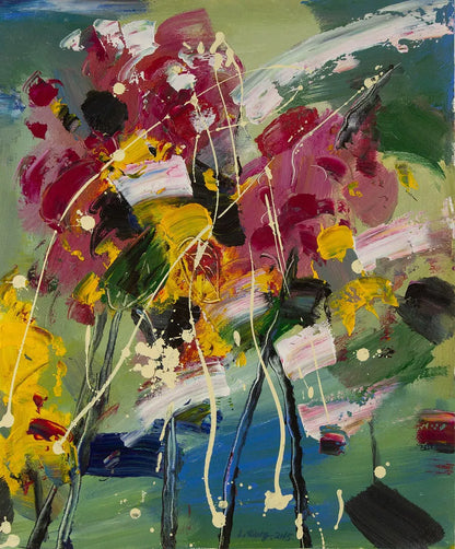Signed Contemporary Abstract Oil Painting, "The World You Saw"