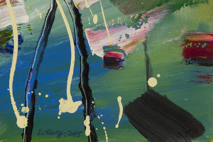 Signed Contemporary Abstract Oil Painting, "The World You Saw"