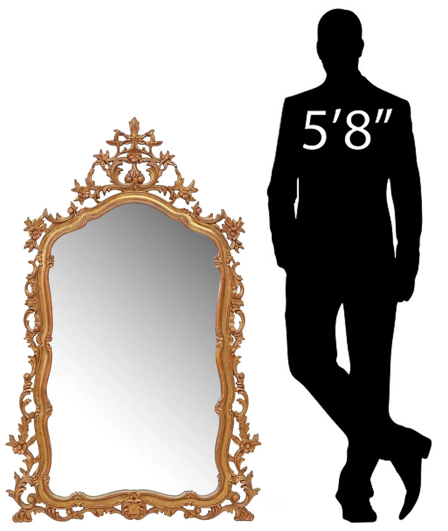 French Louis XV Style Giltwood Wall Mirror