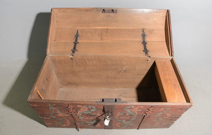 Antique Danish Hand-Painted Dome Top Blanket Chest, Dated 1810