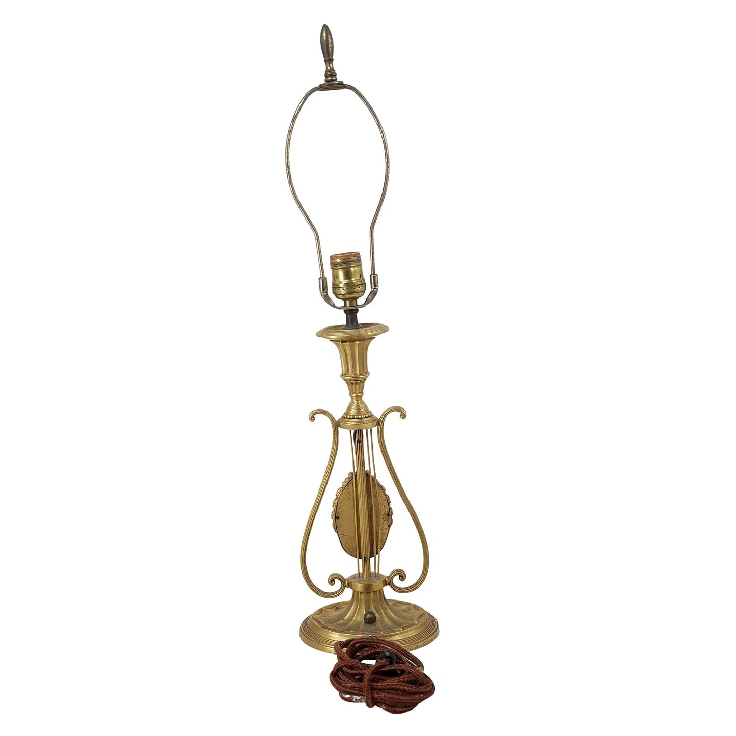 Neoclassical Gilt Bronze Lyre & Green Jasperware Table Lamp