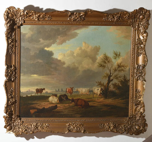 Mid 20th Century Signed Fall Landscape Oil Painting in Ornate Gilt Frame