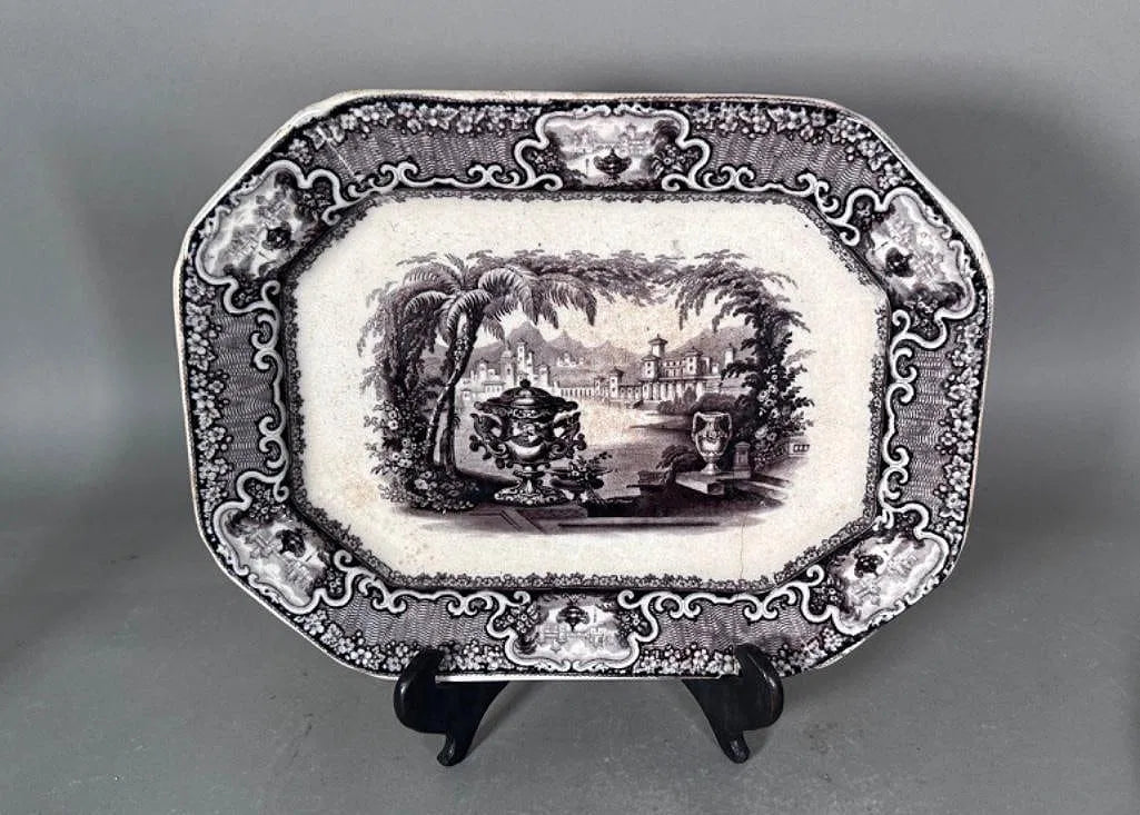 Collection of Black Transferware Ironstone, English, 19th century