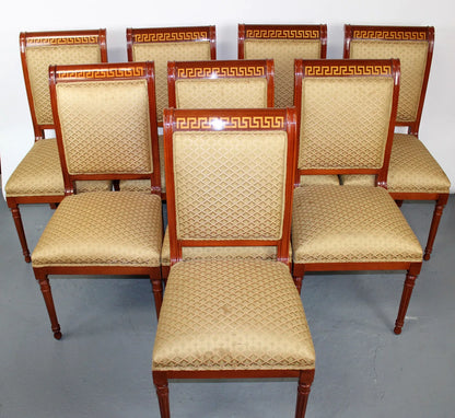 Set of 8 mahogany Greek key border chairs