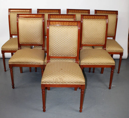 Set of 8 mahogany Greek key border chairs
