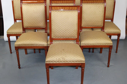 Set of 8 mahogany Greek key border chairs