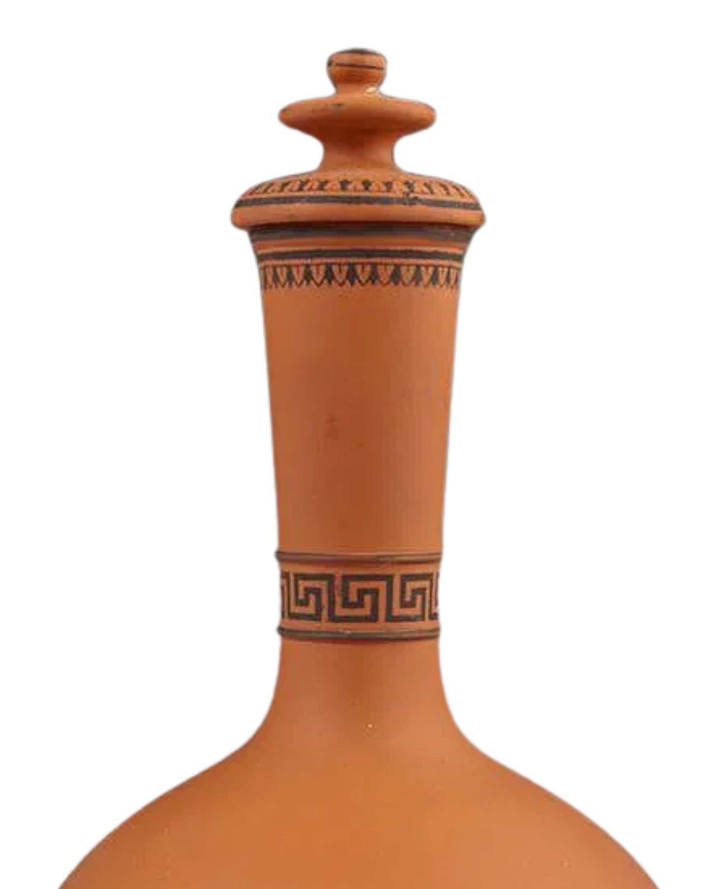 English Encaustic Terracotta Covered Urn / Vessel