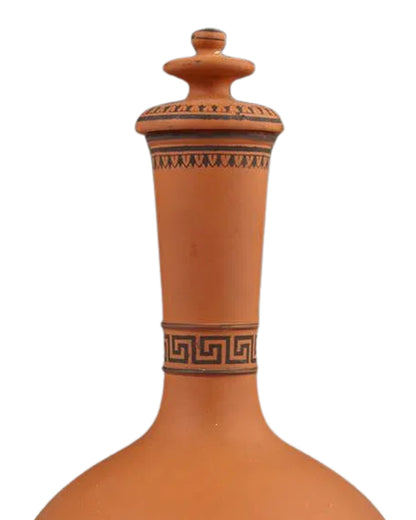 English Encaustic Terracotta Covered Urn / Vessel