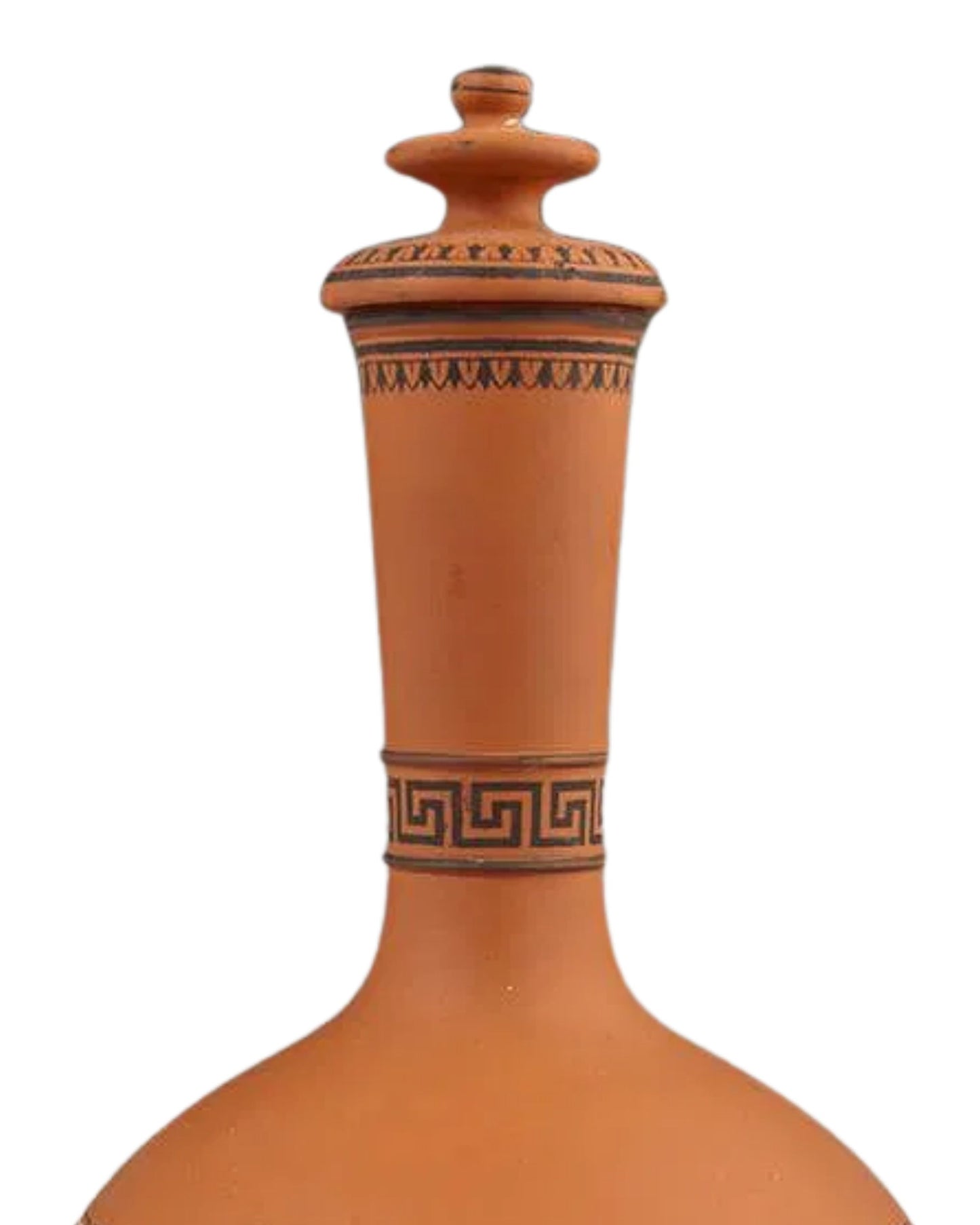 English Encaustic Terracotta Covered Urn / Vessel