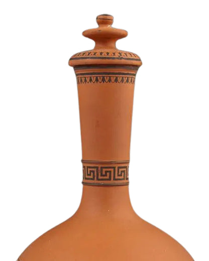 English Encaustic Terracotta Covered Urn / Vessel