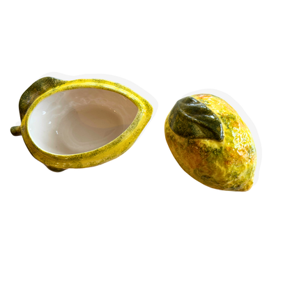 Vintage Italian Majolica Lemon Box, Nove Pottery