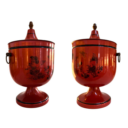 Pair of Mid-Century Italian Tole Urn Ice Buckets