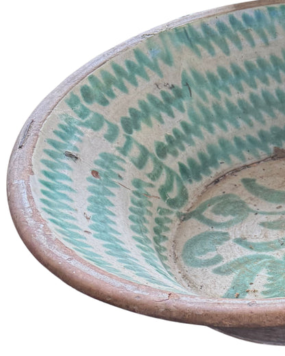 Large 19th Century Spanish Lebrillo With Original Staple Repairs