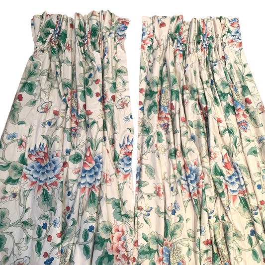 Vintage Floral Chintz Drapery Panel w/ Thermal Lining