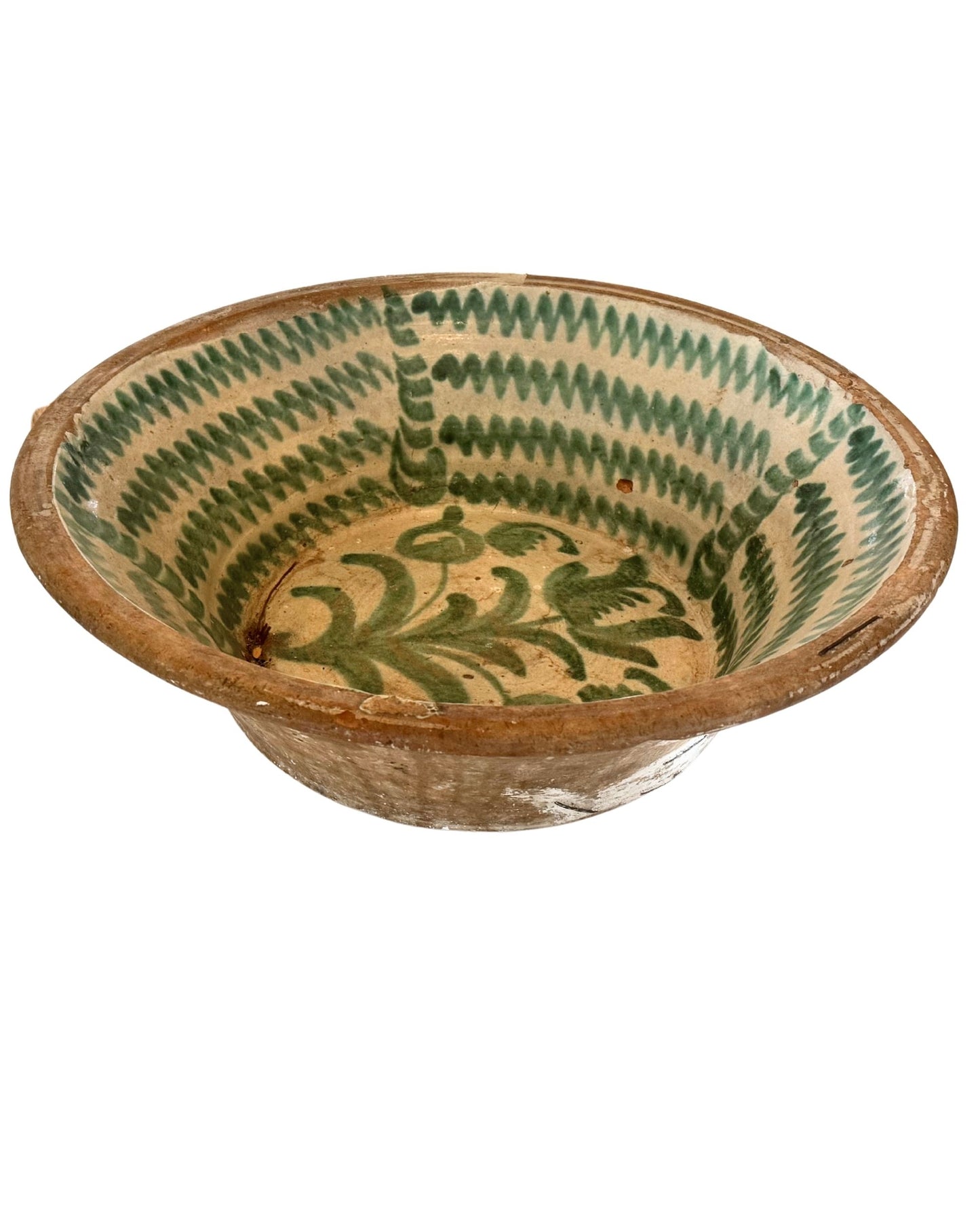 Large 19th Century Spanish Lebrillo With Original Staple Repairs