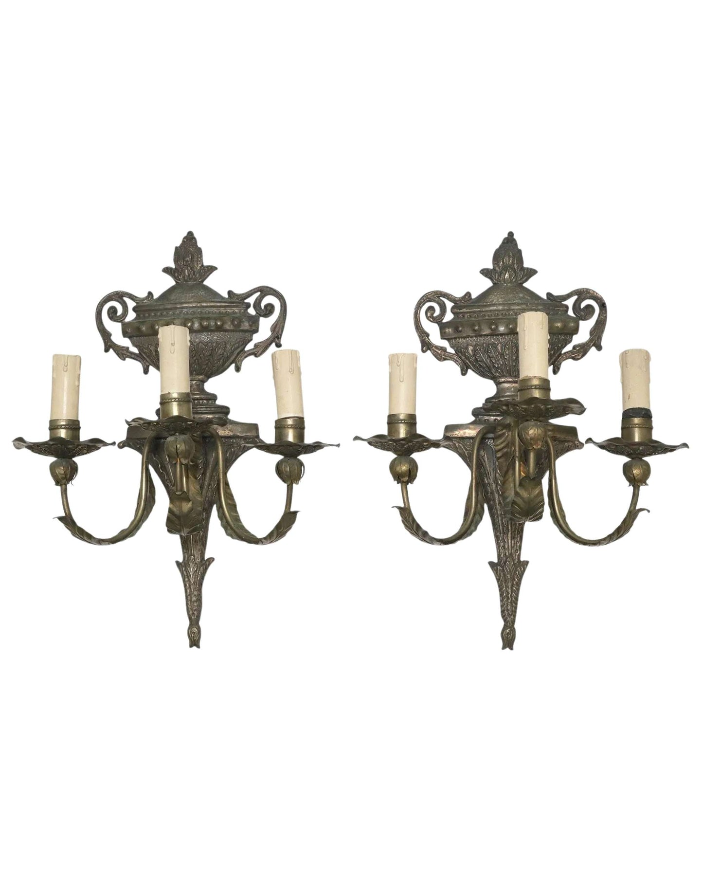 Italian Louis XVI Style Three-Arm Wall Sconces, c. 1920