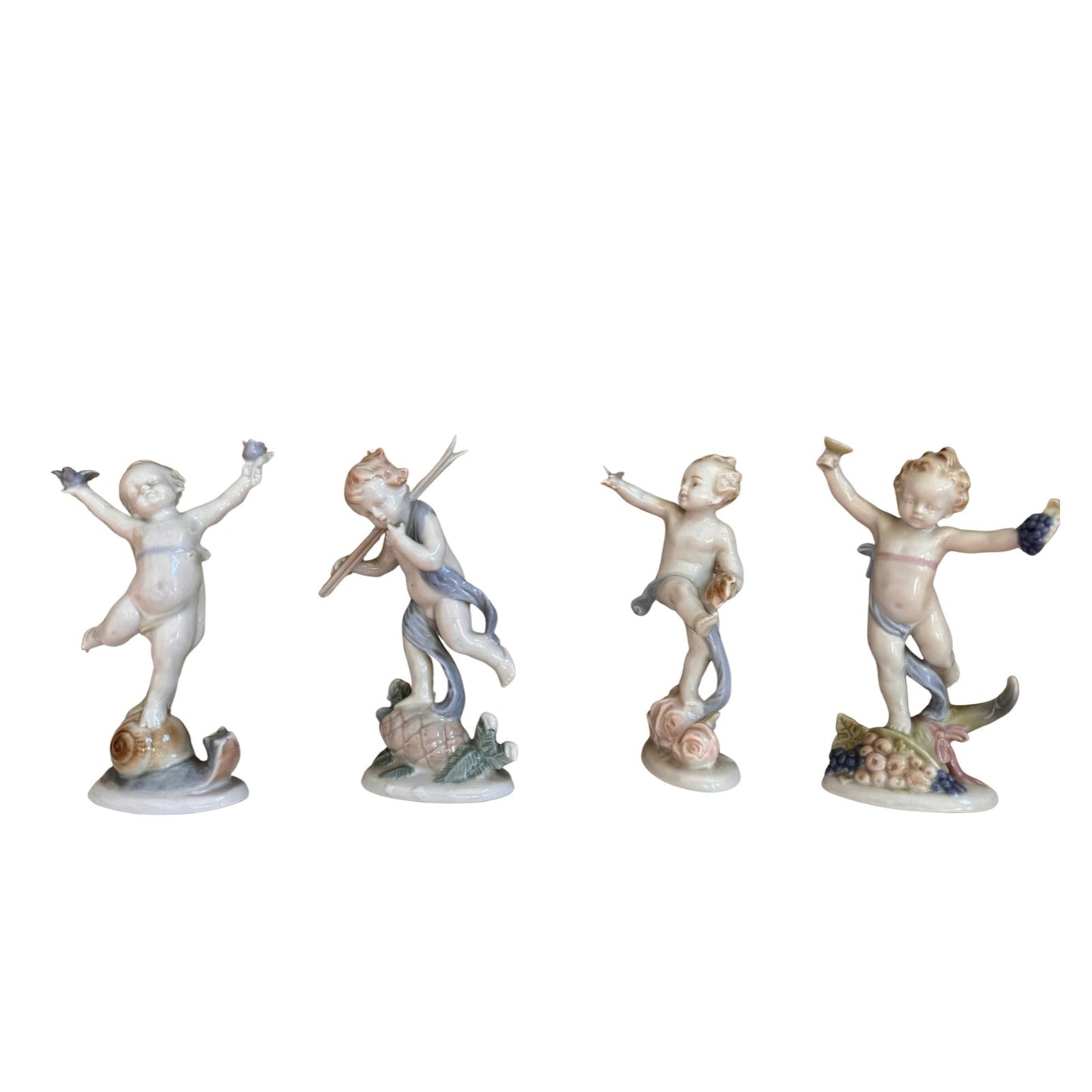 Set of 4 Vintage German Porcelain Cherub Figurines