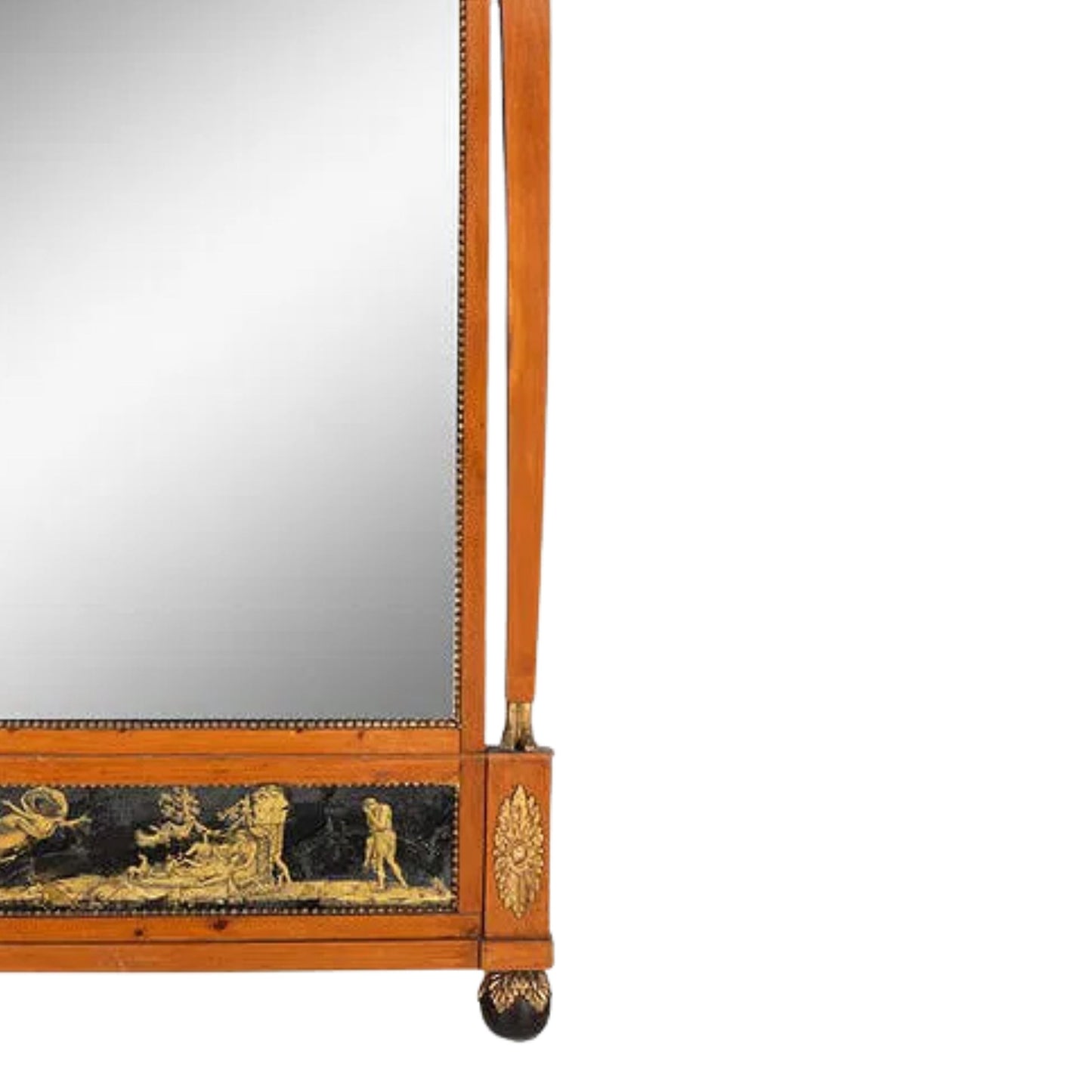 Neoclassical Birch Verre Églomisé and Parcel-Gilt Mirror, Early 19th Century