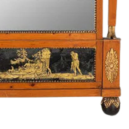 Neoclassical Birch Verre Églomisé and Parcel-Gilt Mirror, Early 19th Century