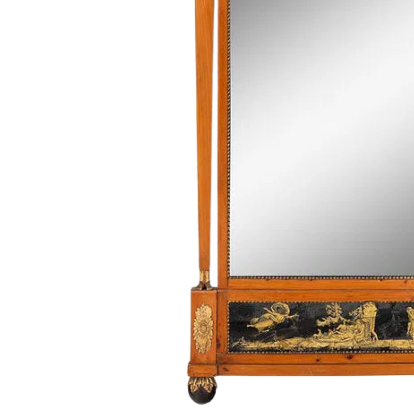 Neoclassical Birch Verre Églomisé and Parcel-Gilt Mirror, Early 19th Century