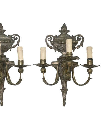 Italian Louis XVI Style Three-Arm Wall Sconces, c. 1920