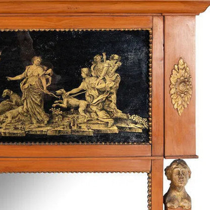 Neoclassical Birch Verre Églomisé and Parcel-Gilt Mirror, Early 19th Century