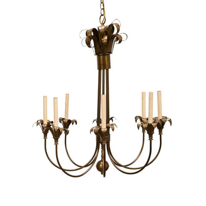 Late 20th Century 8-Light Brass Chandelier, Style of Tommi Parzinger