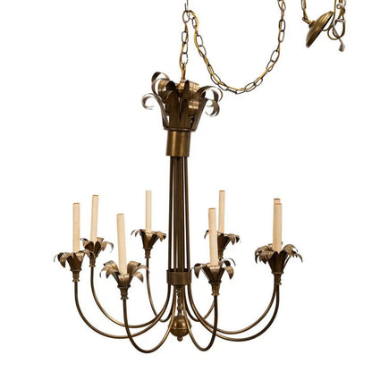 Late 20th Century 8-Light Brass Chandelier, Style of Tommi Parzinger