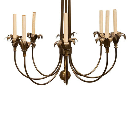 Late 20th Century 8-Light Brass Chandelier, Style of Tommi Parzinger