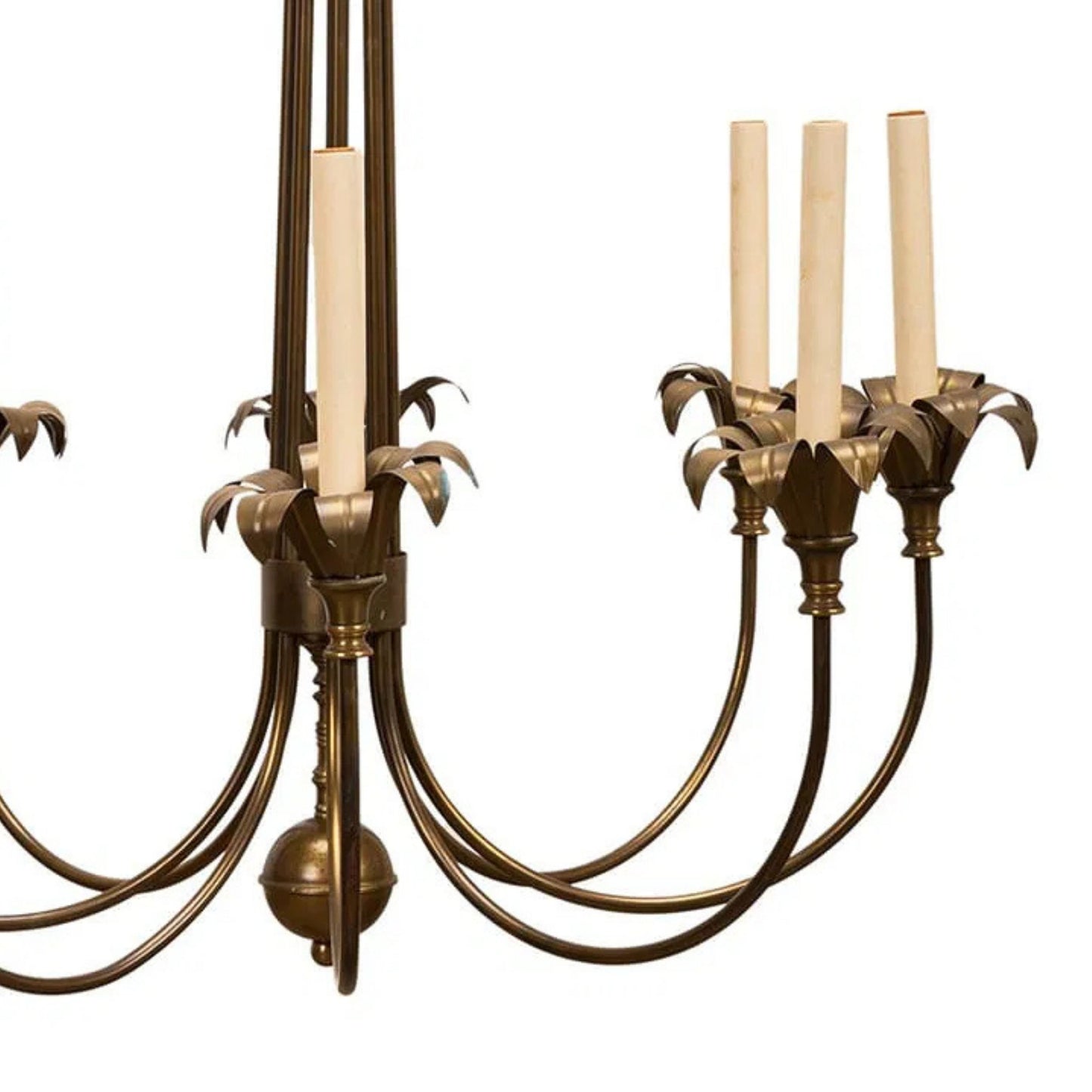 Late 20th Century 8-Light Brass Chandelier, Style of Tommi Parzinger